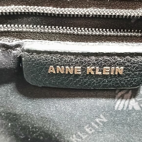 Anne Klein Black Faux Croc Embossed Leather Tote Shoulder Bag Medium VGUC - Picture 2 of 14